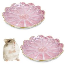 BNOSDM 햄스터 세라믹 음식 및 물 접시 해바라기 시리즈 친칠라 그릇 회전 방지 음료 드워프 시리아 Gerbil용 2개핑크 148016