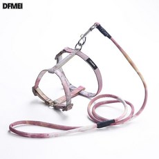 DFMEI 新款貓咪牽引繩工字型防掙脫可調節貓鏈子溜貓繩貓咪外出貓咪用品, 1個, 漸變藻黃