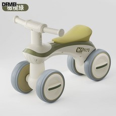 DFMEI 兒童滑行車寶寶溜溜車1到5歲寶寶便攜無腳踏平衡玩具防側翻溜溜車, 1個, 橄欖綠+加厚車身靜音輪+音樂燈光