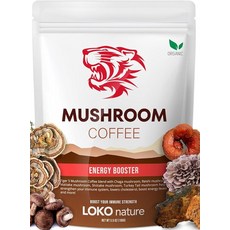 Tiger Organic 5 버섯 인스턴트 커피 - 100% 아라비카 함유 30회 분량 | 면역 체계 부스터 영지 잎새버섯 표고 버섯 차가 및 칠면조 꼬리 버섯 | 글루, Tiger Organic 5 버섯 인스턴트 커피 - 1, 1개