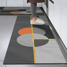 기하학 패턴 주방 매트 규조토 PVC 흡수 속건 슬립방지 컨트라스트 라인, 1개, 기하류광