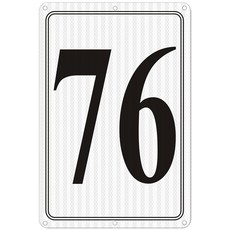 i-CowFun 프리미엄 반사 금속 번호 표지판 1 - 알루미늄 12인치 X 8인치 주차 공간 실외 대형 바닥 도크 코트 통로 필드 페이드 없음 내후성, Reflective Number Signs 76, 1개