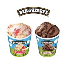 벤앤제리스 파인트 아이스크림 2종 혼합구성(스트로베리치즈케이크+초코퍼지브라우니), 2개, 473ml