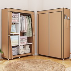 Alemon 조립식 옷장 간이 합금 옷장 프리미엄 비키니 옷장, 03브라운