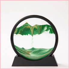 流沙畫擺件 創意藝術沙漏 輕奢家居客廳酒櫃電視櫃辦公室裝飾品禮物 J98K, 黑框綠小號約18厘米