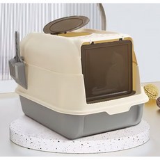 寵傢好 全封閉貓砂盆 (贈除臭包 貓砂鏟) 貓廁所 防外濺貓砂盆, 灰色, 1個