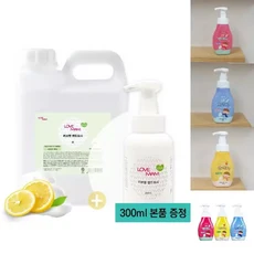 테온셀 거품비누/핸드/솝/물/비누/손/세정/세정제/대용량/리필/워시/클리너/선물/순수/업소용/팩/교체용/, 러브맘 핸드워시 300ml(1개)+4L(1통)/손/세정