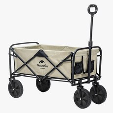Naturehike 挪客 露營折疊推車 台灣有貨 NH 輕量便攜手拉車 購物車 大容量戶外桌板, 1個, 卡其色