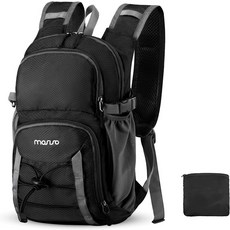 MOSISO 10L 경량 하이킹 데이팩 남성용 소형 패커블 백팩 여행 캠핑 아웃도어용 앞주머니 2개 포함 캐주얼 접이식 숄더백 블랙, 모시소 MOSISO 10L 경량 하이킹 데이팩 소형 패