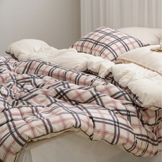 봄 먼지없는 가을 사계절 푹신한 부드러운 차렵이불 간절기 체크 겨울 이불 리빙밸류