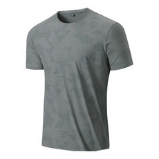 夏季男士冰感速幹寬松運動休閑T恤衫大碼短袖上衣, 無規格, 灰色