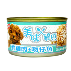 美味關係 美味雞肉狗罐頭 90g 多種口味可選, 24個, 雞肉+吻仔魚,超取限一箱, 雞肉+吻仔魚