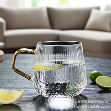高硼矽玻璃冷水壺 大容量帶把手果汁壺, 半夏 - 高硼矽玻璃水杯 - 豎紋 1只裝 燙破包賠, 1套, 1ml