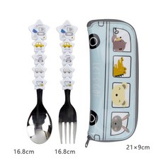 里和 韓國製 304不鏽鋼兒童餐具 車車造型學習餐具組 (學習筷/湯匙/叉子/學習杯/學習碗/餐盤/便當盒), 1個, 湯叉收納袋組, Multi-color, 學習筷/湯匙/叉子/學習杯/學習碗/餐盤/便當盒