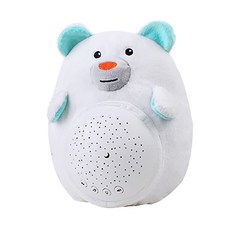 雪倫小舖 寶寶睡眠星空投影音樂夜燈 寶寶安撫玩具 床邊音樂 安撫娃娃 夜燈 投影燈 音樂盒, 白熊-F, 1個