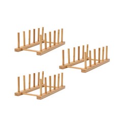 Milsten 實木餐具瀝水架 3入, 棕色