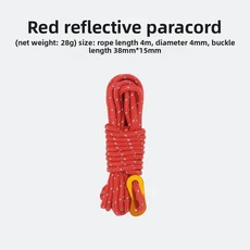 4MM 두꺼운 가이 로프: 야외 캐노피 방풍 로프 지지대 고정 로프 조절기가 있는 4m 반사 텐트 캠핑 로프, 03 Red 10 pack