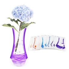 접이식 꽃병 PVC 행사 웨딩 룸 홈 데코 꽃꽂이 휴대용 간편 플라스틱 깨지지않는 친환경 저탄소, 9_보라 꽃