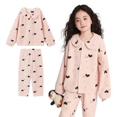 아동 소프트 극세사 잠옷 넥카라 라운드 패턴 파자마 상하세트 따듯한 가을 겨울 홈웨어