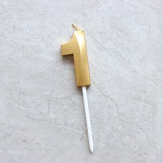 빅사이즈 생일초 케이크픽 특이한 메탈릭 골드 숫자초, 1, 1개, 15g
