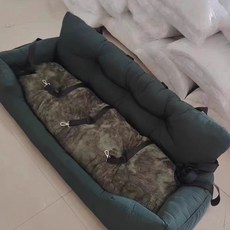 견카시트 면 쿠션겸용 강아지 차량용 애견용 편안한 카시트 이동식 보호 세탁가능, G. 방수형 녹색 10x4x37CM