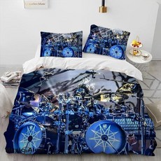 키트 침대매트고정 드럼 음악 악기 침구 세트 이불 커버 침대 베갯잇 킹 퀸 사이즈 세트, EU Twin 135x200cm