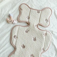 韓版嬰兒推車墊 純棉透氣刺繡坐墊, 1個, 四季款/兔子【38cm*70cm】