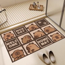 란틴 욕실 발매트 빨아쓰는 규조토 미끄럼방지매트 화장실 앞 발매트 주방 발매트 미끄럼방지 패드 귀여워요 물돌고래, 브라운 B, 1개