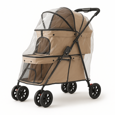 휘서댕 2인용 경량 원터치 퀵 폴딩 강아지 유모차 전용 레인커버 단독상품, 1개, 투명 레인커버