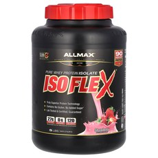 ALLMAX 올맥스 ISOFLEX 퓨어 웨이 단백질 아이솔레이트 스트로베리 5lbs 2.27kg 프로틴 단백질보충제 헬스, 1, 2.27