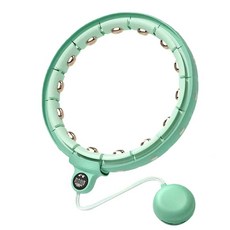 프리미엄 스마트 훌라후프 좁은 공간 운동 무소음 다이어트 기구 실내 복부 복근 횟수 카운팅 허리 뱃살 지압 떨어지지 않는 훌라우프 후라후프, R99701E(그린골드L, 1개