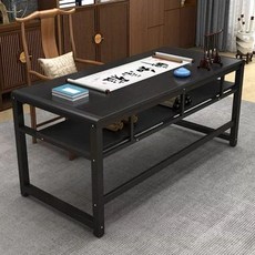 서예 테이블 붓 취미 100x60x80cm 가정용 거실 동양화 예술, B. 검은색 얼굴 + 검은색 다리 브러쉬 홀더 포함