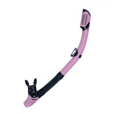 限時下殺O 浮潛呼吸管 雙向氣閥 矽膠咬嘴 底部排水 浮潛 潛水 浮潛面罩用 D0409012, 黑粉(單呼吸管)-全乾式