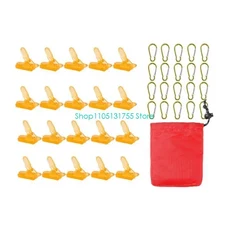 20Pcs 텐트 클립 차양 클립 캡 캡형 컬러풀 클램프 텐트 클립 야외 캠핑 캐노피용 방풍 로프 고정 클립, 01 Yellow, 노란 색
