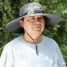 대두 남성 등산모자 빅사이즈 12cm넓은챙 사파리 머리큰 챙모자 99%이상자외선차단, 디지털그레이