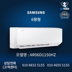 삼성전자 인버터 벽걸이 에어컨 6평형 가정용 원룸 빠른 방문설치, AR06D1150HZ/6평형, 일반배관형