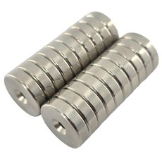 마니코 초강력 원형사라자석 지름 20mm x 두께 5mm (홈 6.5mm/내경 4.2mm) D20 x 5T 네오디움 원형자석 N극 S극구분 오토바이 거치대 수리용 DIY 부착용, 10개 (N극), 10개