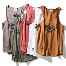 圓仔花健身背心男訓練窄肩美式復古運動純棉坎肩夏外貿男士跨欄籃球t恤