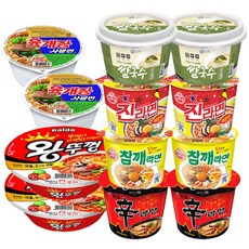 杯裝泡麵組 王蓋拉麵+辣牛肉湯麵+辛拉麵+金拉麵 辣味+芝麻拉麵+米麵線, 1組