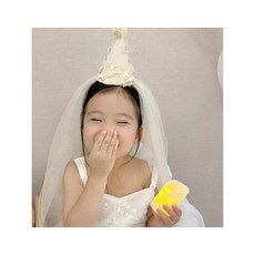 레이스 꼬깔 머리띠, 2개, 크림