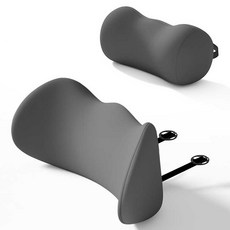 RoseHommy 차량용 더블 C형 메모리폼 허리 쿠션 미니 + 헤드 쿠션 2종 세트, 1세트, 다크 그레이