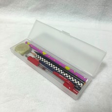 반투명 사각 필통 플라스틱 케이스, 1개, 화이트