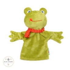 台灣24H速發 G2 親子寶寶玩具 嬰兒卡通動物手偶 /鴨子猴子青蛙布手偶 /毛絨玩具 互動套手玩具, 1個, 青蛙手偶