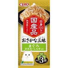 CIAO 雞三昧餐包 雞軟骨風味 60g*3入, 1個, 魚三昧餐包-鮪魚+雞肉+吻仔魚IC415, 鮪魚+雞肉+吻仔魚