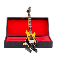 Dselvgvu 나무 미니어처 일렉트릭 베이스 기타 스탠드 및 케이스 포함 미니 악기 레플리카 수집용 피규어 모델 홈 데코 음악 선물 (20cm x 5.6cm 0.9cm(7.8, 3.94"_165053