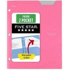 Five Star 2포켓 폴더 고정 탭이 있는 플라스틱 폴더 3링 바인더에 적합 21.6 x 27.9cm(8-1/2 x 11인치) 용지 보관 퍼시픽 블루 (333420C, 프롬 핑크