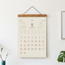 디자인웁스 2026 라인웍스 우드 벽걸이 달력 B4 중형, 1세트