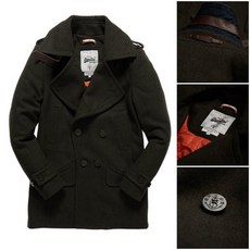 Superdry Greystone 羊毛海軍風大衣，軍綠色, 1個