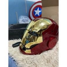 Auto king MK5 銀色面升級版鋼鐵人頭盔/耳朵發光/聲控觸控靈敏, 1個, MK5金色側邊有燈