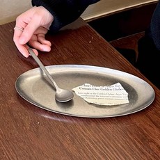 復古美式304不鏽鋼長方淺盤 蛋糕甜點盤飲料托盤, 1個, 風 22.1*12.14cm 橢圓甜品盤,304材質 廠家直銷 做舊雪花紋
